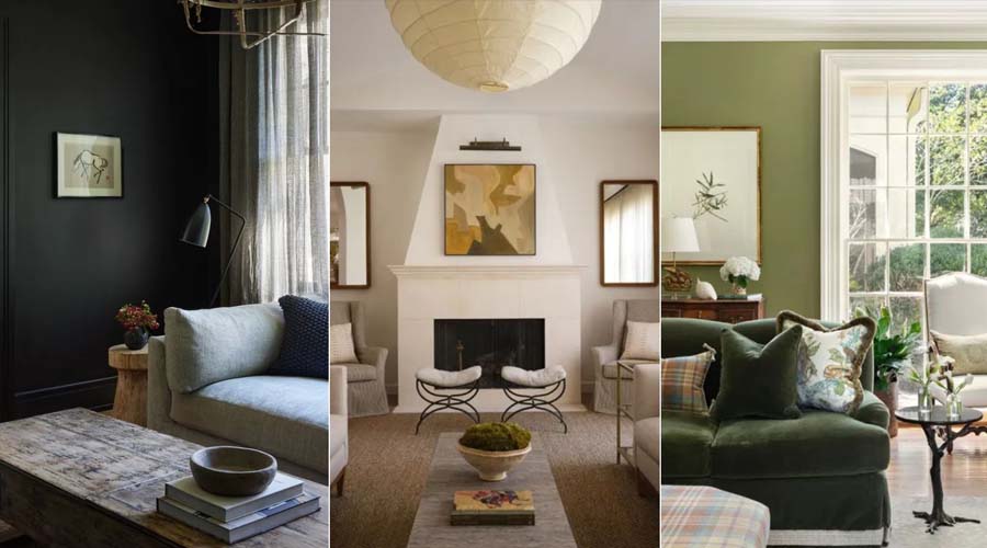 Interior design color palette swatches for a living room project