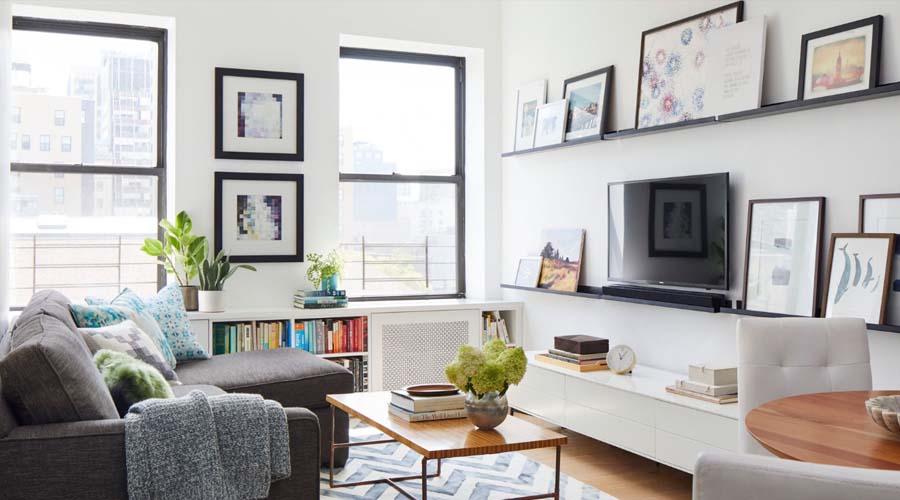 Compact apartment interior designed with space-saving tricks