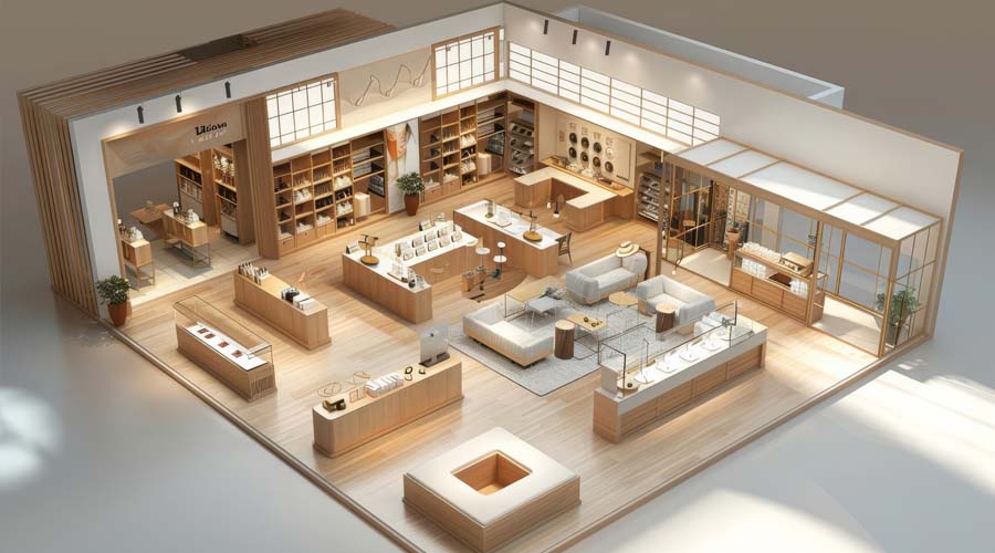 Retail store interior designed to guide customer flow and boost sales
