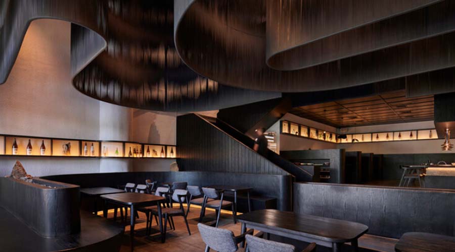 Warmly lit restaurant interior designed to set the right mood